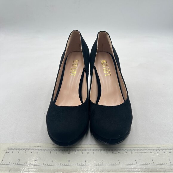 miss left Black Low Platform Chunky High Heel Slip On Round Toe Pump - Picture 3 of 8